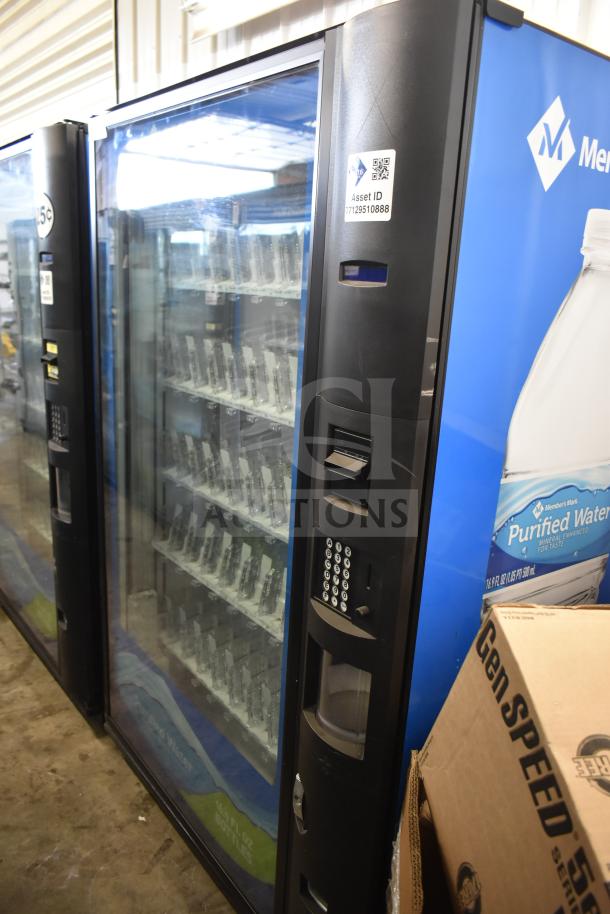 Crane 5800-4 vending machine with bill acceptor, 115 volts, 1 phase, displays asset ID 77129510888, excellent condition.