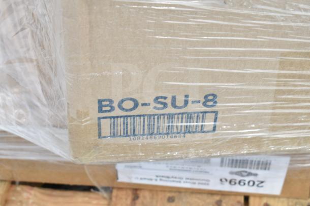 Cardboard box wrapped in plastic, labeled "BO-SU-8" with barcode 10814669014684, part of 13 new scratch and dent items.