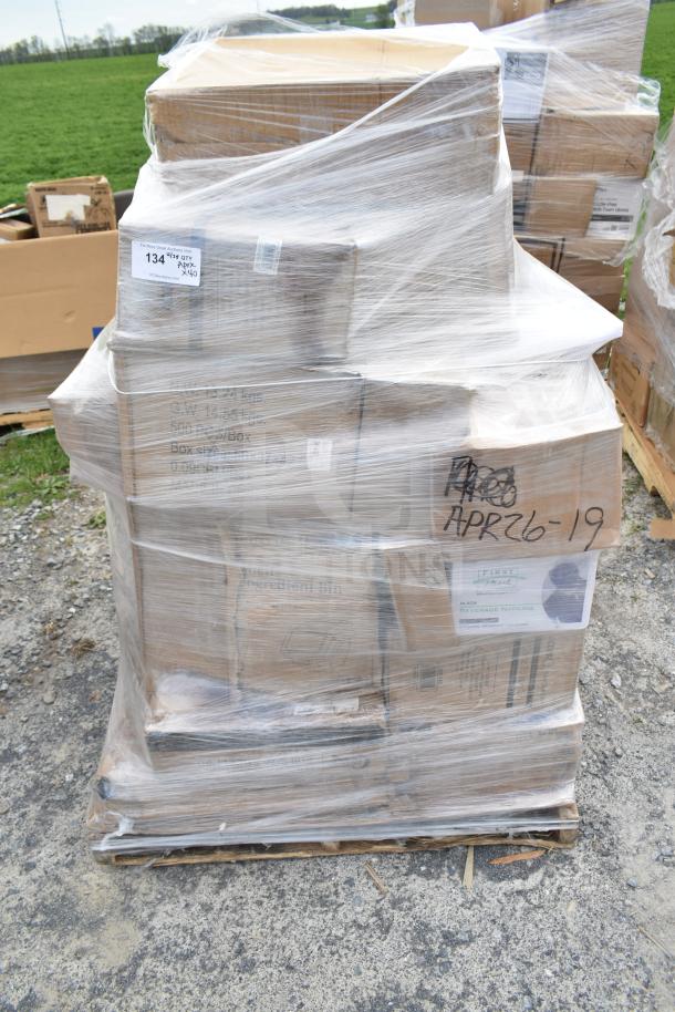 Pallet of 40 new scratch and dent items, shrink-wrapped. Includes beer tower, wine glasses, mugs, baking mats. Label marked APR26-19.