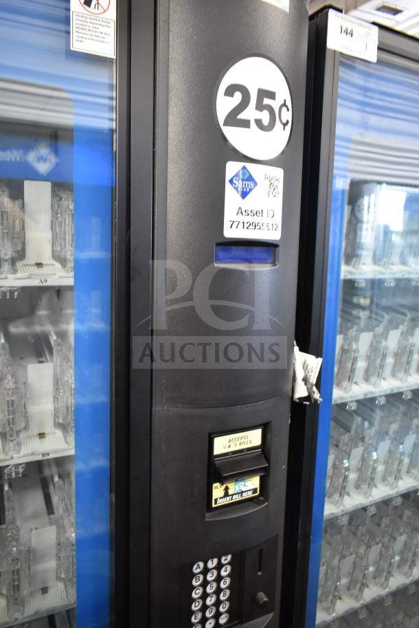 Crane 5800-4 commercial bottled drink vending machine with bill acceptor. Features 25¢ pricing label, asset ID 771295612.