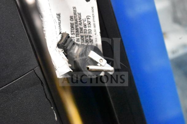 Crane 5800-4 commercial drink vending machine power cable and temperature label. 115V, 1 phase.