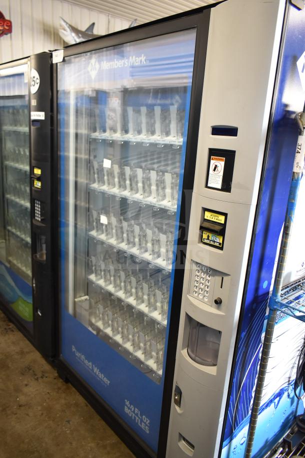 Crane 5800-4 vending machine with bill acceptor, commercial use, 115 volts, 1 phase, featuring bottle display.
