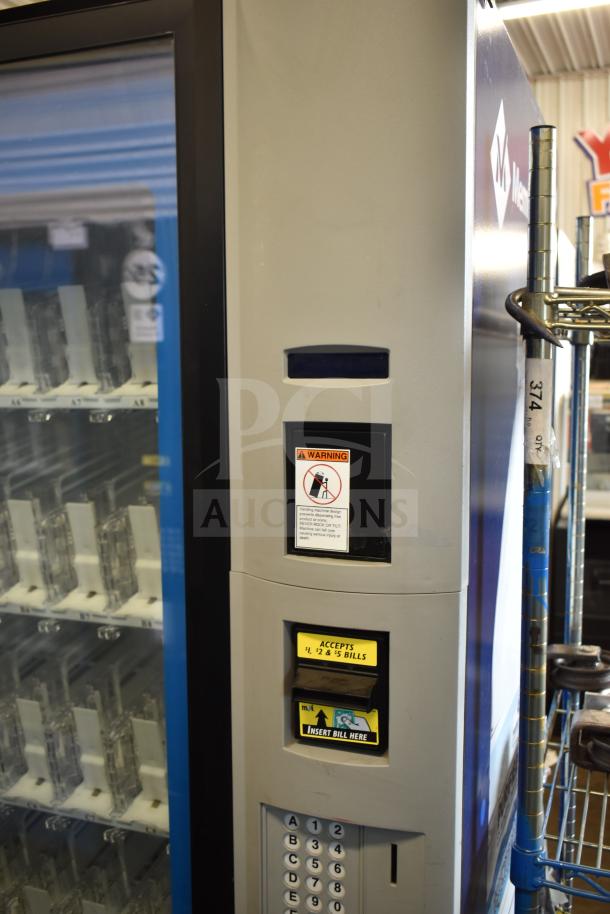Crane 5800-4 commercial drink vending machine with bill acceptor, key features include clear product display and numeric keypad, 115V, 1 phase.