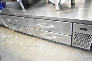 Commercial 4 Drawer Chef Base on Casters, stainless steel, 115 volts, 1 phase, good condition.