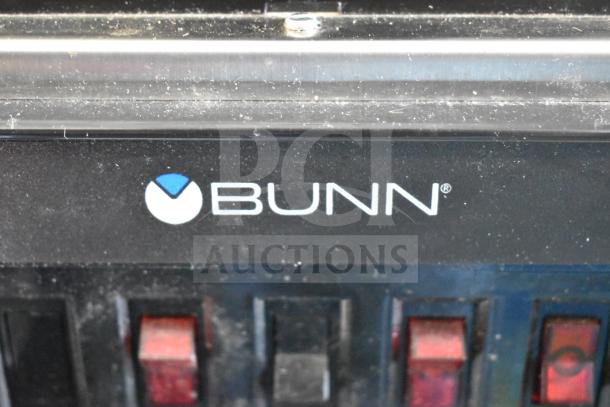 2024 Bunn CWTF15 commercial countertop coffee machine, 3 burners, 120 volts, 1 phase, Bunn logo visible.