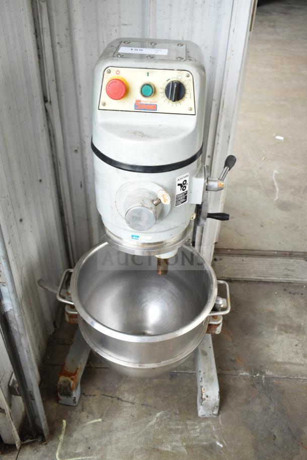 Spar 30HI-J 30 Quart Commercial Dough Mixer, floor style, with mixing bowl, 220V, 1 Phase. Visible controls and labels.