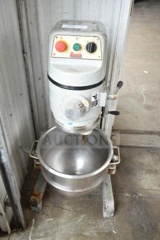 Spar 30HI-J 30 Quart Commercial Dough Mixer, floor style, with mixing bowl, 220V, 1 Phase. Visible controls and labels.