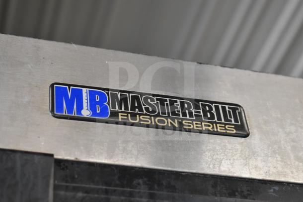 Master Bilt Fusion Series logo on the R49-S Commercial 2 Door Reach In Cooler, stainless steel exterior.