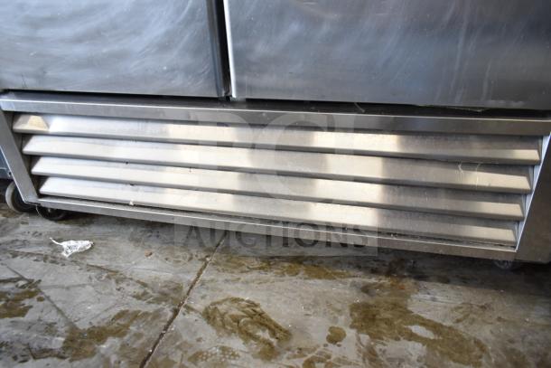 Master Bilt R49-S commercial reach-in cooler, 2 doors, on casters. 115V, 1 phase. Stainless steel exterior, good condition.