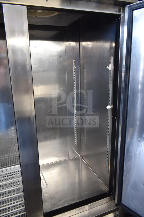 Kool It KBSF-2 commercial 2-door reach-in freezer, stainless steel interior, on casters, 115 volts, 1 phase.