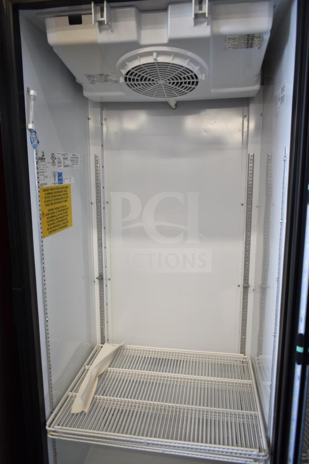 Imbera G319 commercial single door cooler, 115 volts, 1 phase, featuring interior shelving and cooling fan. Clean condition.