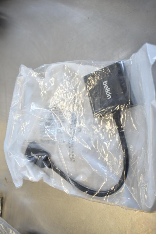 9 various cables, including Belkin adapter and models 5K0EH03516JH0GLR7, 2EA247BW04DEO3L16FZ, in packaging, new condition.