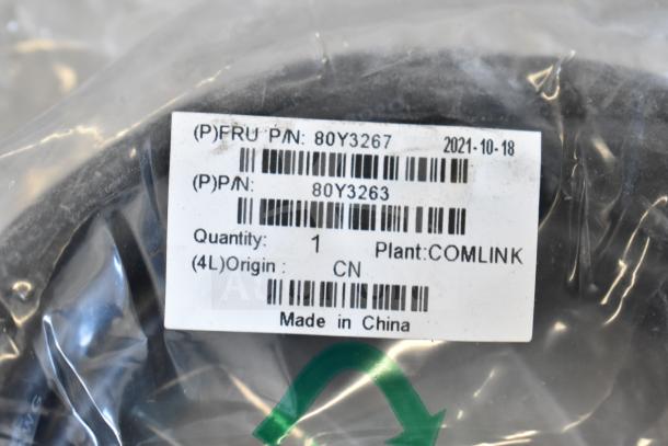 Bundle of 9 various cables including Belkin adapter, part numbers visible, sealed packaging, origin China, Plant: COMLINK.