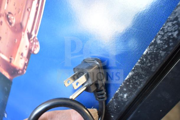 KoolMore KM-GDC-26SD power plug detail, showing standard 115-volt, 1-phase connection for gelato display freezer.