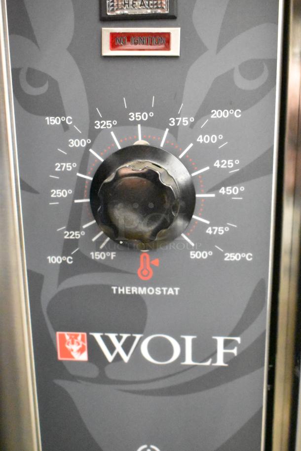 Wolf WC4GD-11D3 oven thermostat with temperature dial, stainless steel, "No Ignition" indicator, 50,000 BTU.
