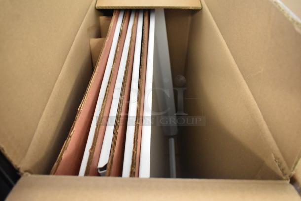 Boxed components of True FLM-81 reach-in cooler. New condition; scratch and dent noted. Metal, 115V, 1 phase.