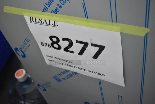 Brand new 2025 Manitowoc SPA312-161 stainless steel touchless ice dispenser, 180 lb capacity, 115V, with resale tag.