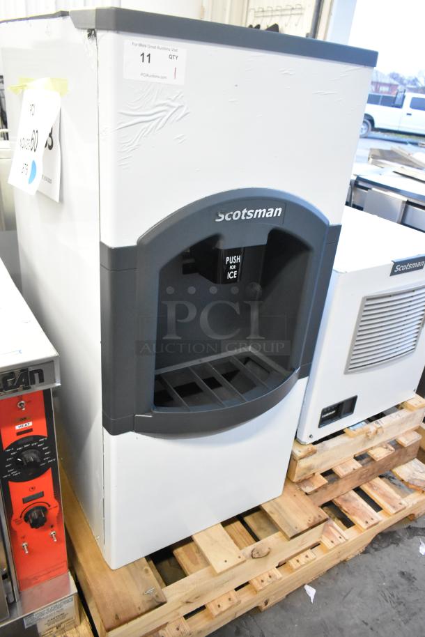 Stainless steel Scotsman HD22B-1H ice dispenser, scratch and dent, 22" wide, 120 lb. capacity, 115V, 1 phase.