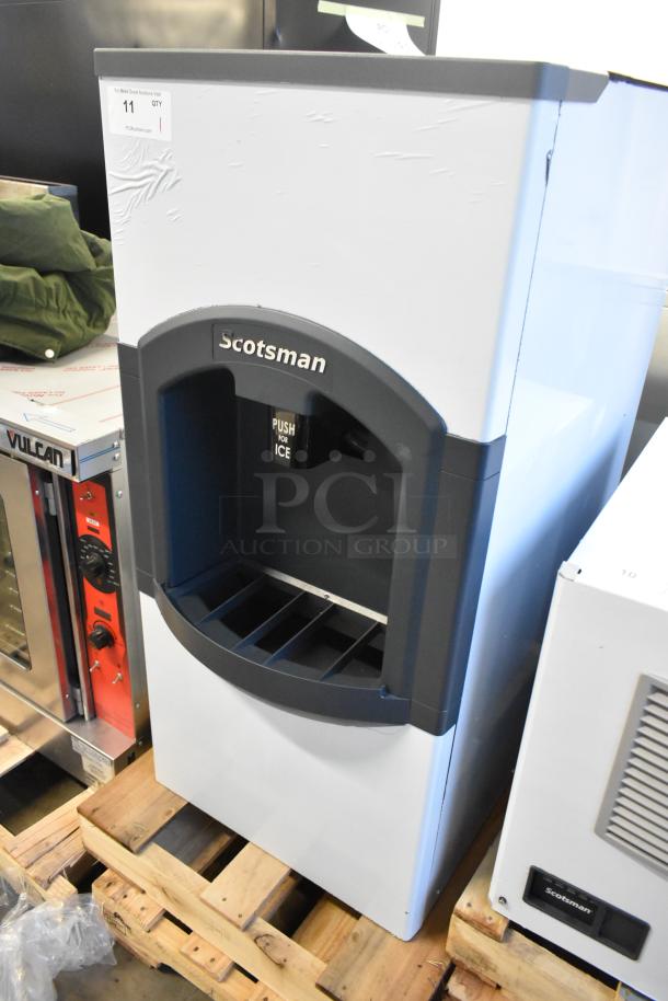 BRAND NEW Scotsman HD22B-1H Stainless Steel Hotel Ice Dispenser, 120 lb. capacity, 22" wide, 115V, scratch and dent condition.