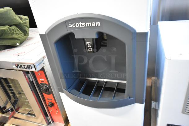 Brand new Scotsman HD22B-1H stainless steel hotel ice dispenser, 22" wide, 120 lb capacity, scratch and dent condition.