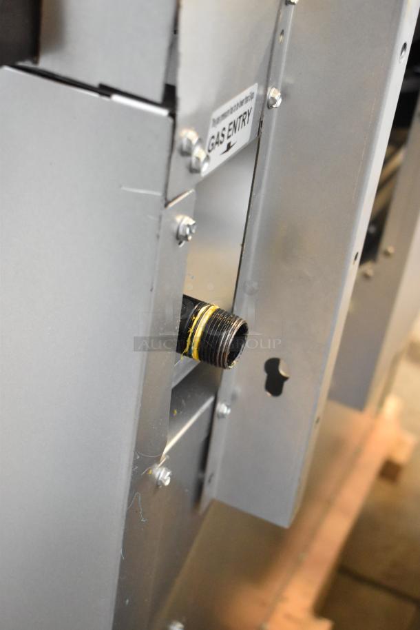 BRAND NEW 2025 Cooking Performance Group S36-L 6 Burner Range, scratch and dent, gas entry point detail shown, 210,000 BTU.