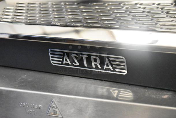 Astra M2 012 stainless steel commercial espresso machine, scratch and dent, brand new, automatic, 2 group, 220V.