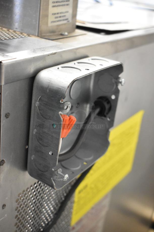 2024 Blodgett DFG-50 stainless steel convection oven showing power supply area. New, scratch and dent.