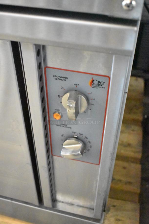 BRAND NEW Cooking Performance Group stainless steel 36" 6-burner electric range with oven dial, model CPG, 240V, 1 phase.