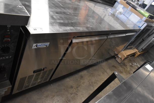 Avantco 178SSUD3R stainless steel 3-door undercounter cooler, new. Scratch and dent condition. Right door detached, on casters.