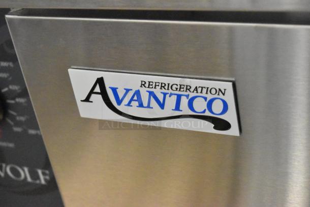 Avantco 178SSUD3R stainless steel commercial cooler, 3 doors, scratch and dent condition. Right door needs reattachment.