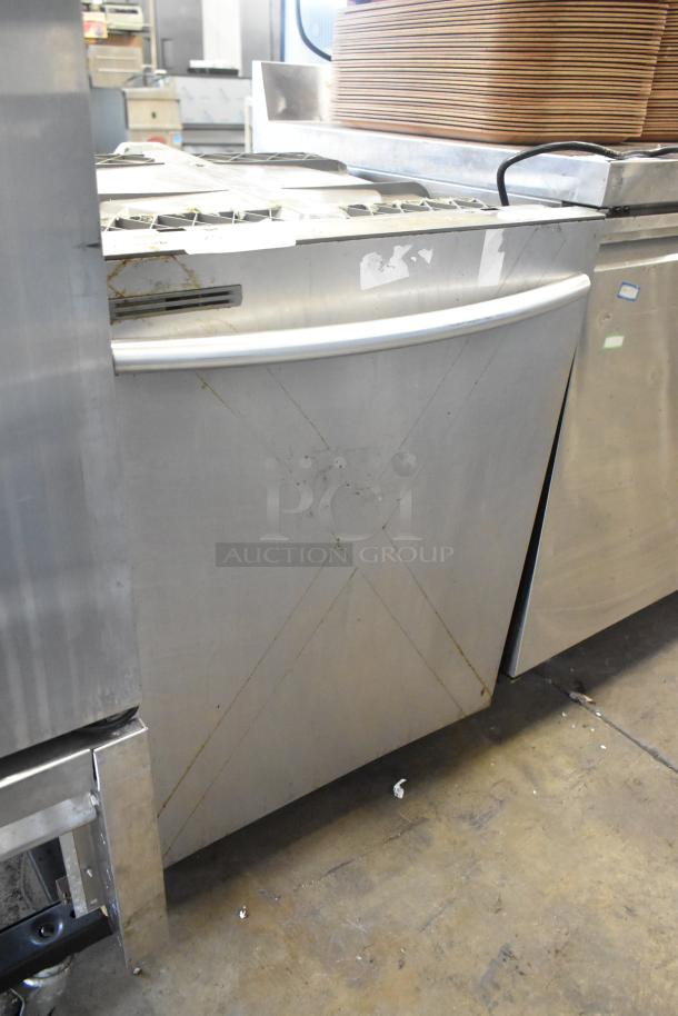 Samsung DW80M2020US undercounter dishwasher, stainless steel, visible wear and scratches, 115 Volts, 1 Phase.