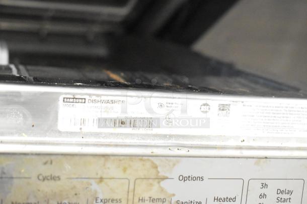 Samsung DW80M2020US undercounter dishwasher, stainless steel, 115V, used condition, visible control panel options.