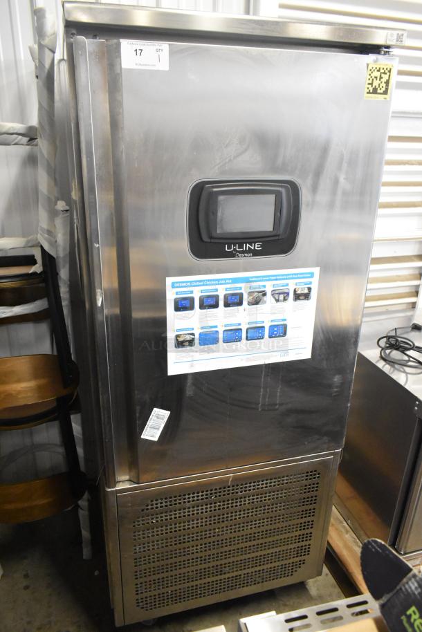 Desmon GBF-15+ETL stainless steel commercial blast chiller, 2022 model, with 4 probes on casters, 220V, 3 phase.