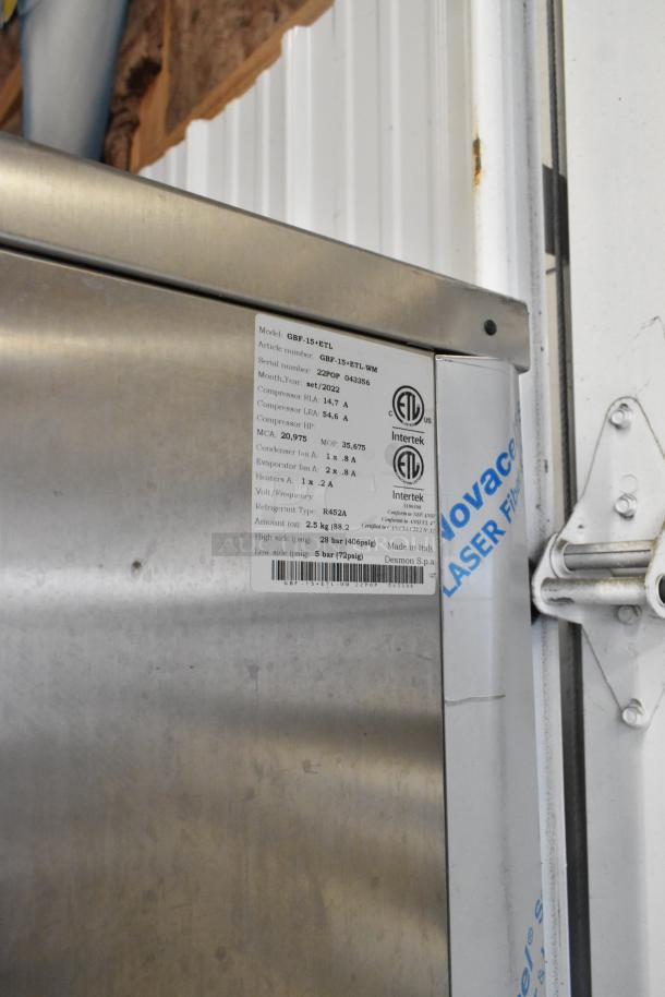 2022 Desmon GBF-15+ETL stainless steel blast chiller shock freezer with 4 probes, 220V, 3 phase, on commercial casters.