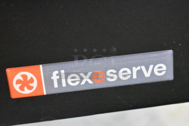 Flexeserve label on 2024 FXZNA10S4S-ST61 heated merchandiser, metal floor style, 208V, 1 phase, Reach In Grab N Go.