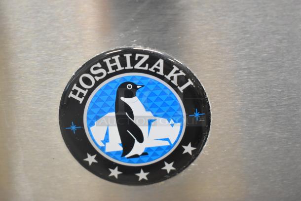 Hoshizaki KM-81BAJ stainless steel ice maker label showing logo and brand name, indicating commercial model.