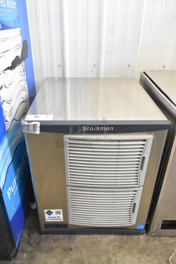 2017 Scotsman F1222A-32D stainless steel commercial ice machine, 208/230V, 1 phase, asset ID visible, excellent condition.