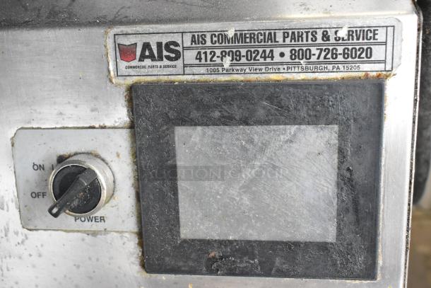 Middleby Marshall PS638G pizza oven control panel with AIS service label, showing on/off power switch and used condition.