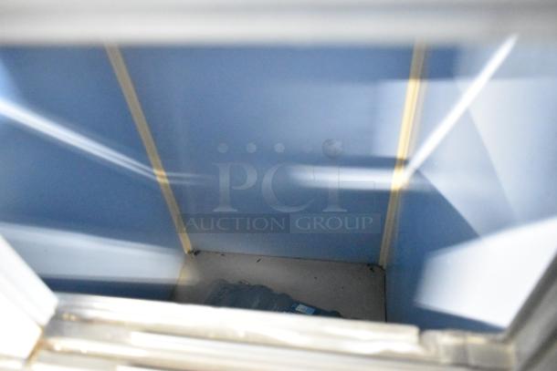 Scotsman CME656AS-32F ice machine on Follett ice bin, stainless steel, 208/230V, 1 phase; interior view shown.