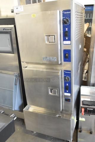 Cleveland SteamCraft Ultra 10 commercial steam cabinet, stainless steel, 2 decks, dial controls, excellent condition.