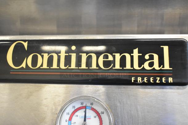 Continental 1FE stainless steel commercial reach-in freezer label, featuring temperature gauge. Model 1FE, 115V, 1 phase.