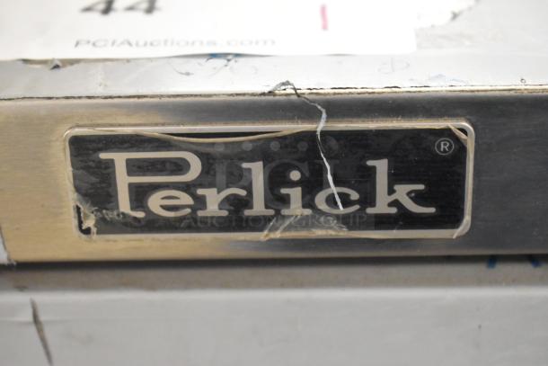 Perlick DDS36 stainless steel beer dispenser, 36", holds two 1/4 kegs. Minor scratches, new condition. Model on plaque.