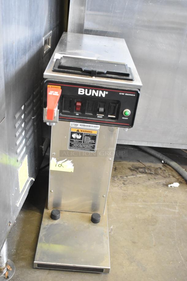 Bunn CWTF15-APS stainless steel commercial coffee machine with hot water dispenser, 120V, 1 phase, countertop model.