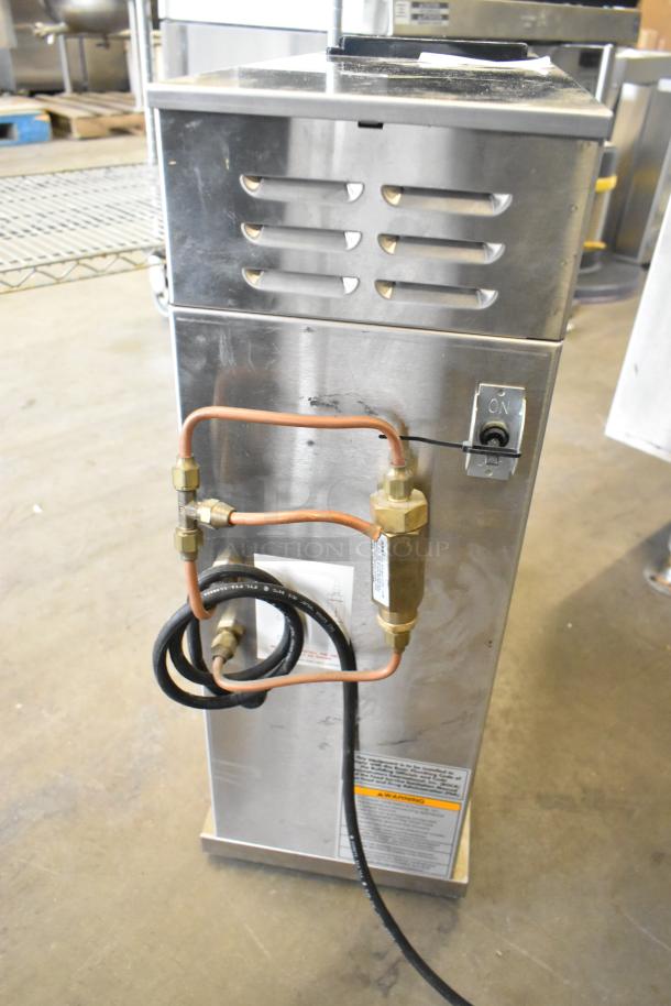 Bunn CWTF15-APS stainless steel coffee machine, features hot water dispenser, 120V, 1 phase. Industrial design, rear detail visible.