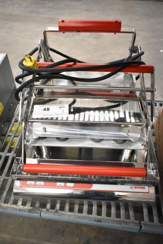 BRAND NEW SCRATCH AND DENT 2024 Pavoni Newcookmatic V1 pastry press, stainless steel, heated, 110V, 1 phase, model visible.