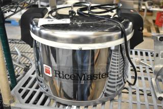 Brand new RiceMaster 56916S 72-cup rice warmer with stainless steel finish; visible scratch and dent. 120 volts, 1 phase.
