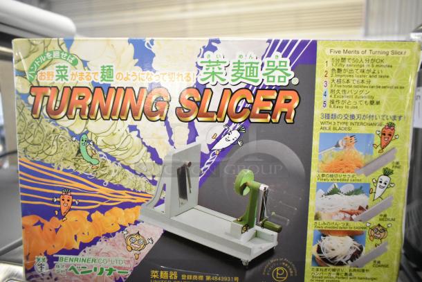 BRAND NEW Benriner 186702 Manual Spiralizer box, featuring "Turning Slicer." Includes 3 interchangeable blades.
