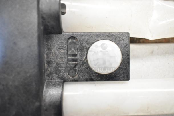 BRAND NEW SCRATCH AND DENT light fixture, black and white design, minor surface imperfection visible, ideal for renovation.