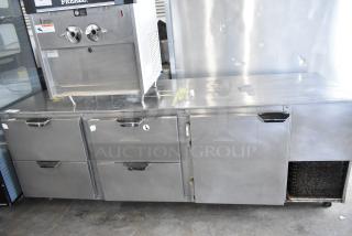 Beverage Air UCRD93A-4-23 stainless steel commercial undercounter cooler with 4 drawers and 1 door, on casters. 115V.