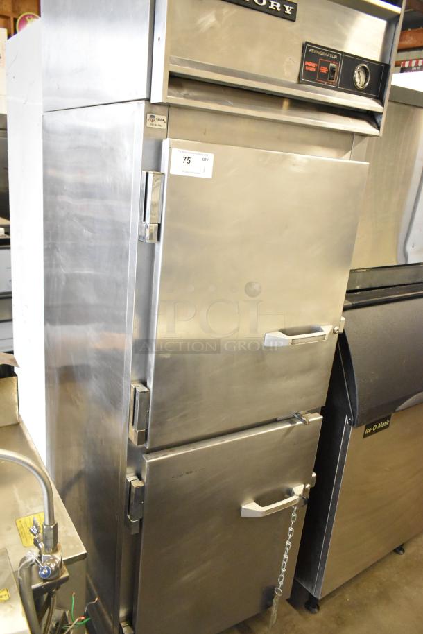 Victory RS-1D-S6 stainless steel reach-in cooler with two half-size doors, 115 volts, 1 phase, commercial condition.